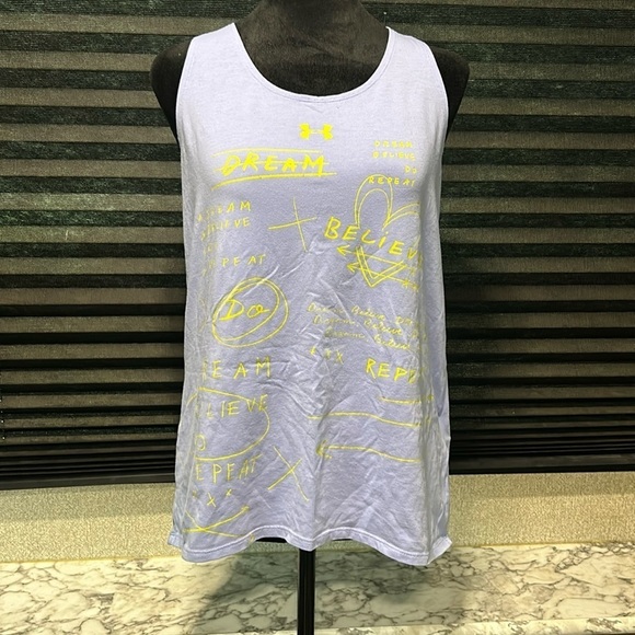 Under Armour Other - Under Armour Girls Purple Heat Gear “Dream & Believe” Front Print Tank YXL